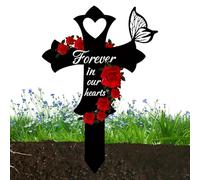 Memorial Grave Markers, Sympathy 2D Acrylic Stake for Cemetery | Elegant Memorial Grave Markers for Cemetery, Heart and Crossing Shape for Outdoors