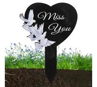 Memorial Grave Markers, Sympathy 2D Acrylic Stake for Cemetery | Elegant Memorial Grave Markers for Cemetery, Heart and Crossing Shape for Outdoors