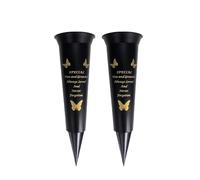 Memorial Grave Vases Ornaments Black Plastic Flower Holders - Butterfly Spike Grave Flower Vases with Funeral Verses for Your Loved Ones - Pack of 2 (Nan And Grandad - Pack of 2)