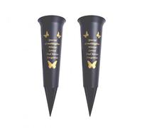 Memorial Grave Vases Ornaments Black Plastic Flower Holders - Butterfly Spike Grave Flower Vases with Funeral Verses for Your Loved Ones - Pack of 2 (Granddaughter - Pack of 2)
