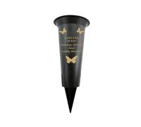 Memorial Grave Vases Ornaments Plastic Flower Holders - Butterfly Spike Grave Flower Vase Holders with Funeral Verses for Your Loved Ones - Black (Nan)