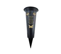 Memorial Grave Vases Ornaments Plastic Flower Holders - Butterfly Spike Grave Flower Vase Holders with Funeral Verses for Your Loved Ones - Black (Wife)