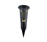 Memorial Grave Vases Ornaments Plastic Flower Holders - Butterfly Spike Grave Flower Vase Holders with Funeral Verses for Your Loved Ones - Black (Friend)