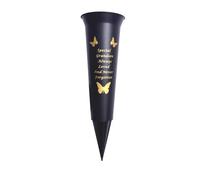 Memorial Grave Vases Ornaments Plastic Flower Holders - Butterfly Spike Grave Flower Vase Holders with Funeral Verses for Your Loved Ones - Black (Grandson)