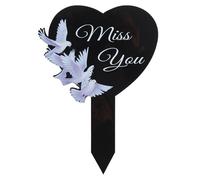Memorial Graves Marker - Cemetery Tombstones Decorations Heart Shaped | Waterproof Cemetery - Memory Duty | Black Plaques Memorial for Mum, Father, Friends, Relatives, Yard Tributes, Siehe