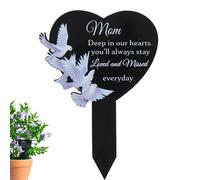 Memorial Graves Markers - Mother Cemetery Headstones Decorations Heart Shaped | Waterproof Graveyard Remembrance Stake | Black Plaques Memorial for Mom, Dad, Friends, Relatives, Yard Tributes