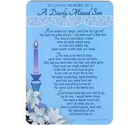 Memorial Graveside Card - In Loving Memory Of A Dearly Missed Son Card …