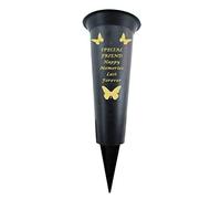 Memorial Graveside Spiked Flower Vase with Gold Lettering Butterfly Decoration Durable Plastic, Weatherproof, and Frostproof, Ideal for Fresh or Dried / Artificial Flowers (Friend)