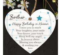 Memorial Heart Plaque - Custom Tribute for Dad, Mum, Boyfriend, Brother, Grandad, Husband, Son, Stepdad, Uncle - ‘Happy Birthday in Heaven’ Remembrance Gift (Brother, Medium: 15 cm (H) × 13 cm (W))