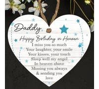 Memorial Heart Plaque - Custom Tribute for Dad, Mum, Boyfriend, Brother, Grandad, Husband, Son, Stepdad, Uncle - ‘Happy Birthday in Heaven’ Remembrance Gift (Daddy, Large: 23 cm (H) × 20 cm (W))