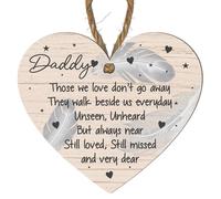 Memorial Heart Plaque - Personalised "Those We Love Don’t Go Away" for Dad, Daddy, Grandad, Step Dad, Father-in-Law - Thoughtful Remembrance Gift (Small: 10 cm (H) × 9 cm (W))
