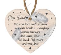 Memorial Heart Plaque - Personalised "Those We Love Don’t Go Away" for Dad, Daddy, Grandad, Step Dad, Father-in-Law - Thoughtful Remembrance Gift for Loss of Loved One (Small: 10 cm (H) × 9 cm (W))