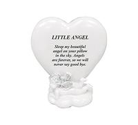 Memorial Heart Plaques Grave Cherub Ornaments - Personalised Grave Decoration Plaques, Cherub, Engraved with Remembrance Quotes in Loving Memory of your Special Ones (Little Angel)