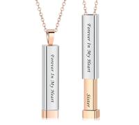 memorial jewelry Bar Cremation Jewelry Hidden Message Urn Ashes Necklace for Can Be Pulled Up and Down Urn Ashes Necklace for Women Men Cremation Ash Pendant Loved One Forever in My Heart, Stainless