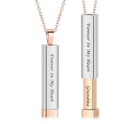 memorial jewelry Bar Cremation Jewelry Hidden Message Urn Ashes Necklace for Can Be Pulled Up and Down Urn Ashes Necklace for Women Men Cremation Ash Pendant Loved One Forever in My Heart, Stainless