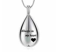 memorial jewelry Carved Teardrop Keepsake Ashes Necklace Urn Pendant Cremation Always in my heart