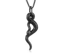 memorial jewelry Cremation Jewelry Snake Urn Necklace for Ashes Stainless Steel Python Memorial Pendant Human Pet Ashes Holder Keepsake for Men Women, Black