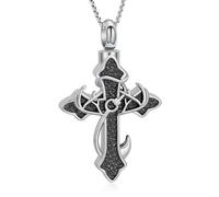 memorial jewelry Cross Urn Necklace with Vines for Ashes Stainless Steel Dark Style Cremation Jewellery Keepsake Pendant Necklace Memory Jewellery Gifts for Women Men Pets