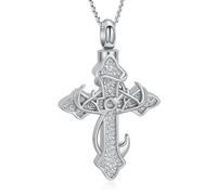 memorial jewelry Cross Urn Necklace with Vines for Ashes Stainless Steel Dark Style Cremation Jewellery Keepsake Pendant Necklace Memory Jewellery Gifts for Women Men Pets