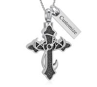 memorial jewelry Cross Urn Necklace with Vines for Ashes Stainless Steel Dark Style Cremation Jewellery Keepsake Pendant Necklace Memory Jewellery Gifts for Women Men Pets