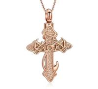 memorial jewelry Cross Urn Necklace with Vines for Ashes Stainless Steel Dark Style Cremation Jewellery Keepsake Pendant Necklace Memory Jewellery Gifts for Women Men Pets