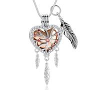 memorial jewelry Dream Catcher Urn Necklace Heart Cremation Jewelry for Ashes for Women Men Angel Wing Flower Memorial Hollow Pendant, Style 5