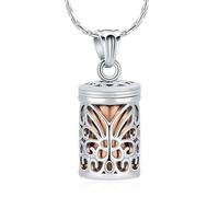 memorial jewelry Hollow Butterfly Cage Cremation Jewelry Cylinder Urn Necklace for Ashes - Memorial Locket Pendant for Honoring Loved Ones, Funeral Keepsake for Women & Men
