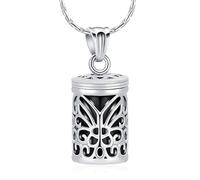 memorial jewelry Hollow Butterfly Cage Cremation Jewelry Cylinder Urn Necklace for Ashes - Memorial Locket Pendant for Honoring Loved Ones, Funeral Keepsake for Women & Men