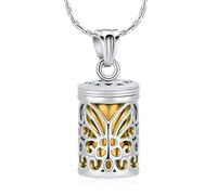 memorial jewelry Hollow Butterfly Cage Cremation Jewelry Cylinder Urn Necklace for Ashes - Memorial Locket Pendant for Honoring Loved Ones, Funeral Keepsake for Women & Men