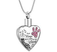 memorial jewelry Your Wings were Ready,But My Heart was Not Stainless Steel Carved Locket Cremation Urn Necklace for Pet Dog Cats