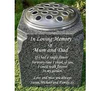 Memorial Keepsake Vase, Personalised Granite, For Gravestone
