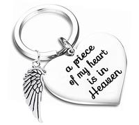 Memorial Key Chain "A piece of my heart is in heaven" Loss of Loved One Pendant In Memory of Grandma/Grandpa/Dad/Mum/Child/Kid Remembrance Key Ring Gift