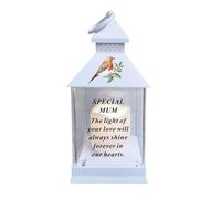 Memorial Lantern Battery Operated with Robin Design and Verse - Special Mum 1034