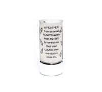 Memorial Light Tube Ornament for Garden & Graveside - Weatherproof Glass Remembrance Light with Engraved Verse | Sympathy & Memorial Gift for Loved Ones (20cm) (Feather from an Angel)