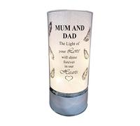 Memorial Light Tubes Ornament, Perfect for Garden and Graveside for Any Special Occasion in The Memory of Dad, Mum, Son, Daughter, Husband, Wife, Grandad, Nan, Brother, Sister. (20cm) (Mum & Dad)