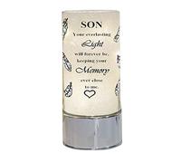 Memorial Light Tubes Ornament, Perfect for Garden and Graveside for any Special Occasion in The Memory of Dad, Mum, Son, Daughter, Husband, Wife, Grandad, Nan, Brother, Sister. (20cm) (Son)