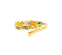 Memorial Open Feather Ename Ring, 14k Gold Plated Colorful Enamel Feather Ring, S925 Sterling Silver Fashion Guardian Angel Rings, Minimalist Rings Jewelry Gift for Women
