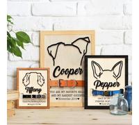 Memorial Personalized Custom Pet Loss Sign,collar Frame,Custom Dog Ear Outline Memorial Frame,Wood Frame with Collar Holder,loss of Dog Sympathy Gift,for Birthdays Christmas (8"x10" x25cm)