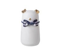 Memorial Pet Urn for Dogs Cats, Ceramic Bow Tie Dog Shaped Keepsake Box, Holds Ashes of Small Pets, Forever Keeps Memories (White)