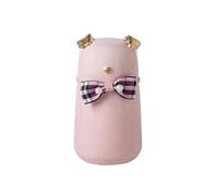 Memorial Pet Urn for Dogs Cats, Ceramic Bow Tie Dog Shaped Keepsake Box, Holds Ashes of Small Pets, Forever Keeps Memories (Pink)