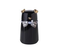 Memorial Pet Urn for Dogs Cats, Ceramic Bow Tie Dog Shaped Keepsake Box, Holds Ashes of Small Pets, Forever Keeps Memories (Black)