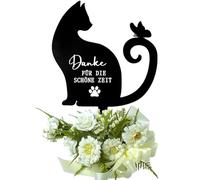Memorial Plaque for Cats, Animal Grave Stake, Memory Board with Name and Life, Grave Stake, Flower Stake, Cat, Cats Grave Decoration Made of Stainless Steel, Black
