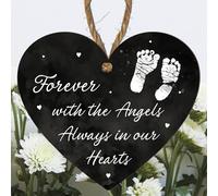 Memorial Plaque - "Forever with the Angels, Always in Our Hearts" - Elegant Sympathy Keepsake - Thoughtful Remembrance Gift for Grieving Loved Ones (Baby Feet, Medium: 15 cm (H) × 13 cm (W))