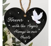 Memorial Plaque - "Forever with the Angels, Always in Our Hearts" - Elegant Sympathy Keepsake - Thoughtful Remembrance Gift for Grieving Loved Ones (Dove, Medium: 15 cm (H) × 13 cm (W))