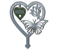 Memorial Plaque Heart Shaped Butterfly Ornament, Weatherproof Inserted Garden Stakes Yard Sign,Your Wing Were Ready, But Our Heart Were Not for Mom, Dad, Best Friend, Husband, Memorial Gift (Sister)