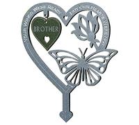 Memorial Plaque Heart Shaped Butterfly Ornament, Weatherproof Inserted Garden Stakes Yard Sign,Your Wing Were Ready, But Our Heart Were Not for Mom, Dad, Best Friend, Husband, Memorial Gift (Brother)