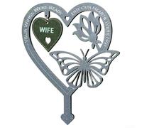 Memorial Plaque with Elegant Butterfly Flower Design for Gardens, Gravesites, and Headstones (Wife)