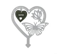 Memorial Plaque with Heart Shape and Butterfly Flower Design for Gardens (Sister)