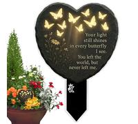 Memorial Plaques for Outdoor Use - Heart Shape Memory Grave Sign, 2D Hollow Butterfly Design Grave Monuments for the Cemetery | For Pet Loss Mourning Garden Decoration
