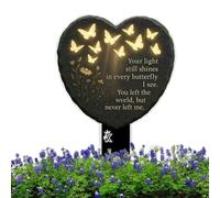 Memorial Plaques for Outdoor Use, Heart-Shaped Sign Plate as Decoration - Memorial Grave Marker with 2D Hollow Butterfly Design | For Pet Loss Mourning Garden Decoration
